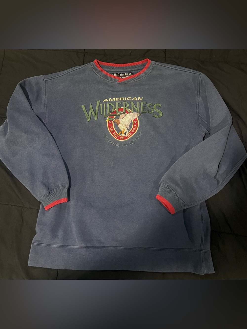 Vintage 90s Embroidered Great American Wilderness Duck Sweatshirt